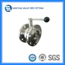 Hot Sale Aço Inoxidável Material Válvula Borboleta Flange Sanitária